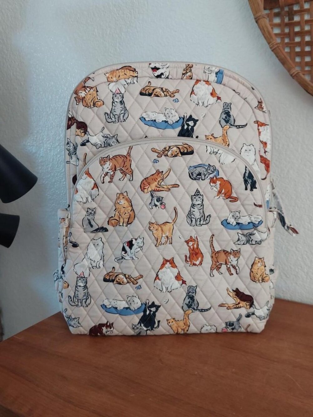 Vera Bradley A Cat's Life Essential Large Backpack Quilted Cotton NWT